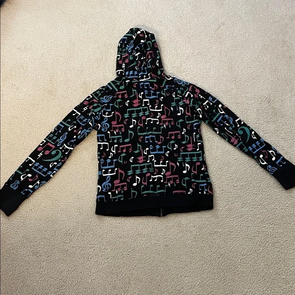 Vintage Delia’s Zip Up Hoodie With Musical Note Design, Size M - Picture 2 of 9